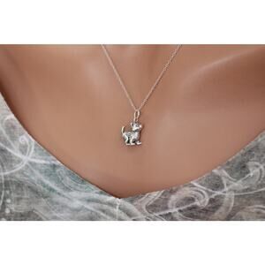 Sterling Silver Kitten Charm Necklace, Sterling Silver Kitty Charm Necklace